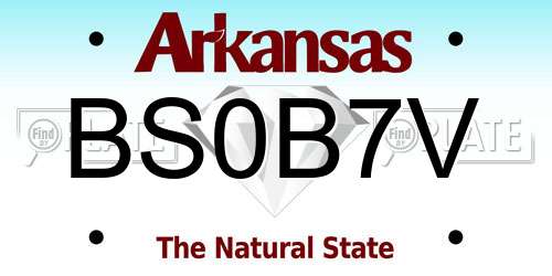 BS0B7V Arkansas License Plate