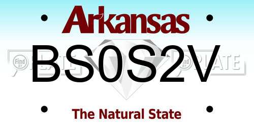 BS0S2V Arkansas License Plate