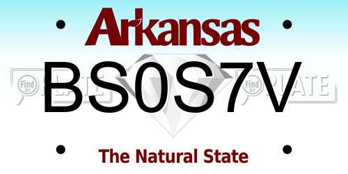 BS0S7V Arkansas License Plate