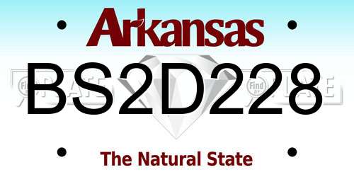 BS2D228 Arkansas License Plate