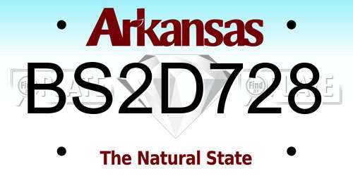 BS2D728 Arkansas License Plate