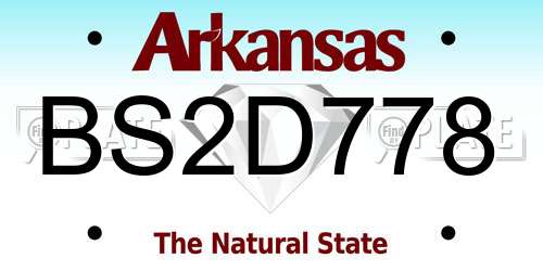 BS2D778 Arkansas License Plate