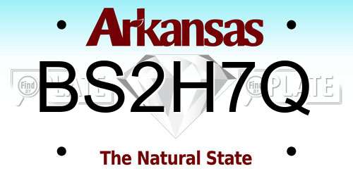BS2H7Q Arkansas License Plate