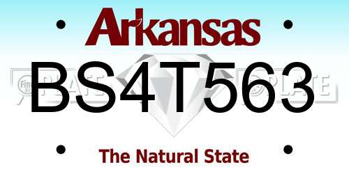 BS4T563 Arkansas License Plate