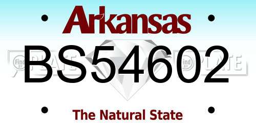 BS54602 Arkansas License Plate
