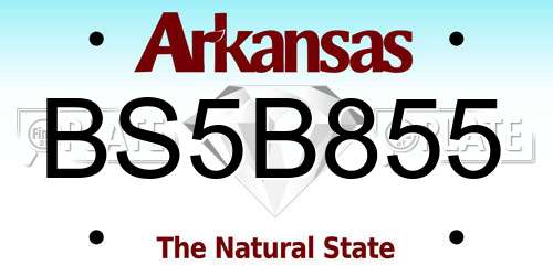 BS5B855 Arkansas License Plate