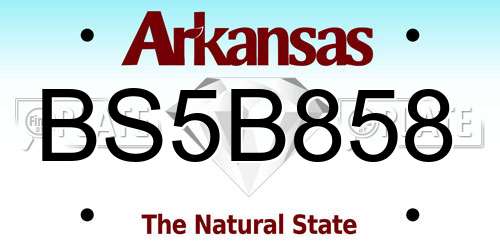 BS5B858 Arkansas License Plate