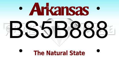 BS5B888 Arkansas License Plate