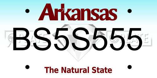 BS5S555 Arkansas License Plate