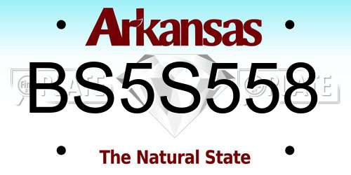 BS5S558 Arkansas License Plate