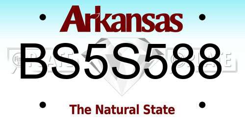 BS5S588 Arkansas License Plate