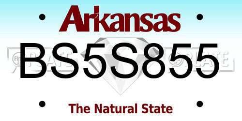 BS5S855 Arkansas License Plate