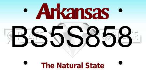 BS5S858 Arkansas License Plate