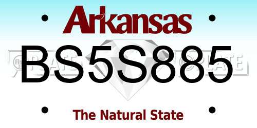 BS5S885 Arkansas License Plate