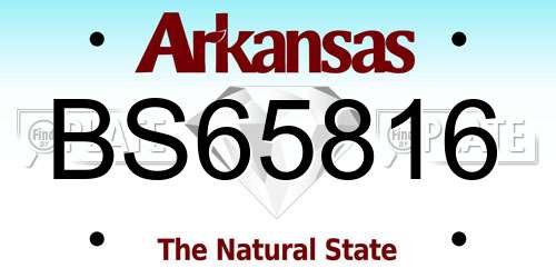 BS65816 Arkansas License Plate