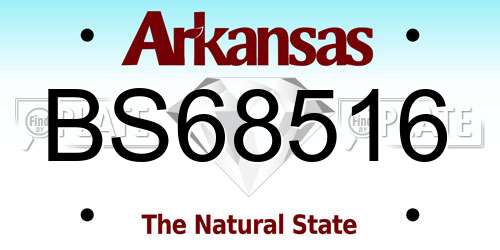 BS68516 Arkansas License Plate