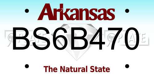 BS6B470 Arkansas License Plate