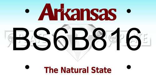 BS6B816 Arkansas License Plate