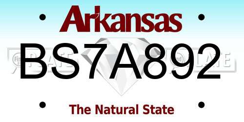 BS7A892 Arkansas License Plate