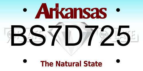 BS7D725 Arkansas License Plate