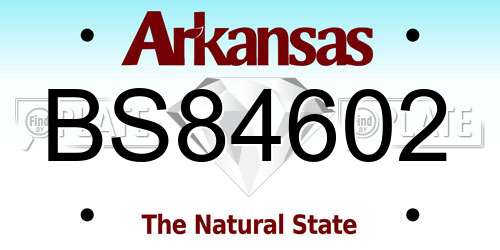 BS84602 Arkansas License Plate