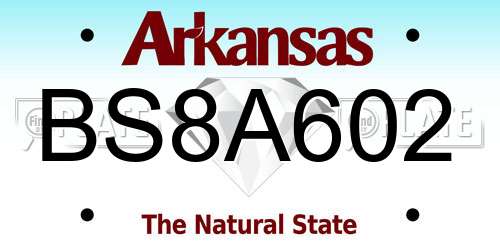 BS8A602 Arkansas License Plate