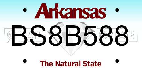 BS8B588 Arkansas License Plate