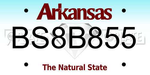 BS8B855 Arkansas License Plate