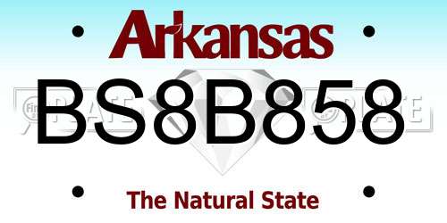BS8B858 Arkansas License Plate