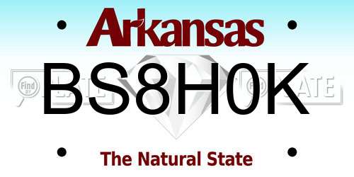 BS8H0K Arkansas License Plate