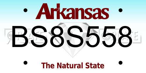 BS8S558 Arkansas License Plate
