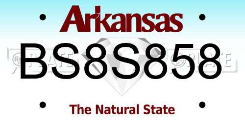 BS8S858 Arkansas License Plate
