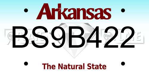 BS9B422 Arkansas License Plate