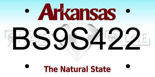 BS9S422 Arkansas License Plate