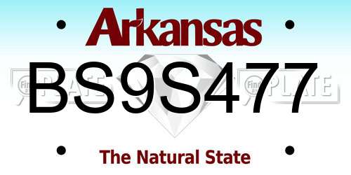 BS9S477 Arkansas License Plate