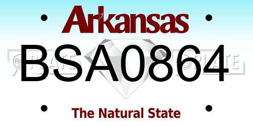 BSA0864 Arkansas License Plate