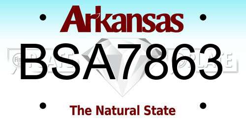 BSA7863 Arkansas License Plate