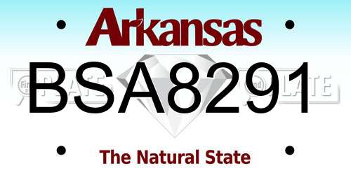 BSA8291 Arkansas License Plate