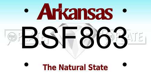 BSF863 Arkansas License Plate