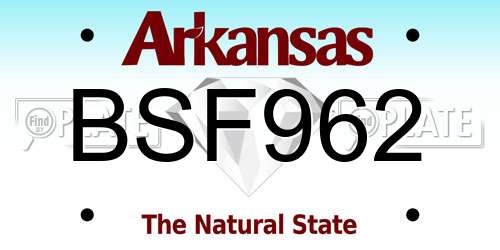 BSF962 Arkansas License Plate