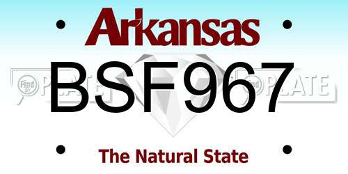 BSF967 Arkansas License Plate
