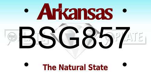 BSG857 Arkansas License Plate