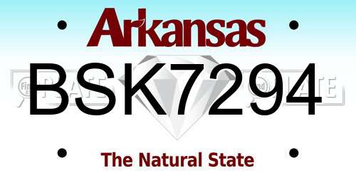 BSK7294 Arkansas License Plate