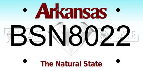 BSN8022 Arkansas License Plate