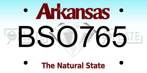 BSO765 Arkansas License Plate