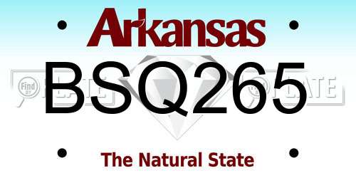 BSQ265 Arkansas License Plate