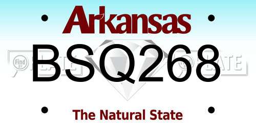 BSQ268 Arkansas License Plate
