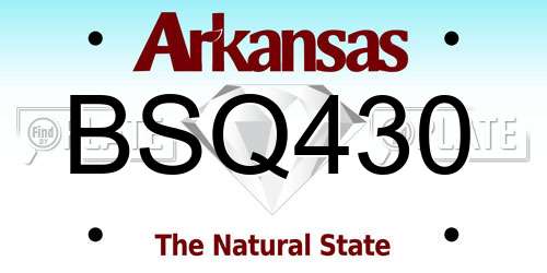 BSQ430 Arkansas License Plate