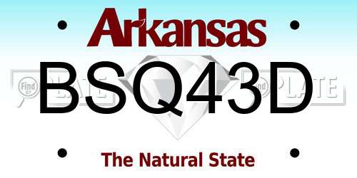 BSQ43D Arkansas License Plate