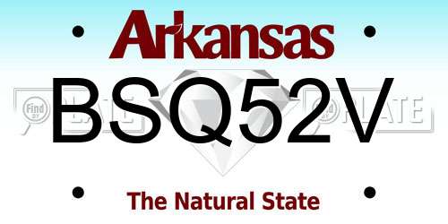 BSQ52V Arkansas License Plate